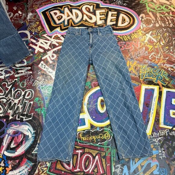 Hollister Ultra High-Rise Dad Jeans – Diamond Pattern - Size 25x31 - Trendy - Picture 1 of 11